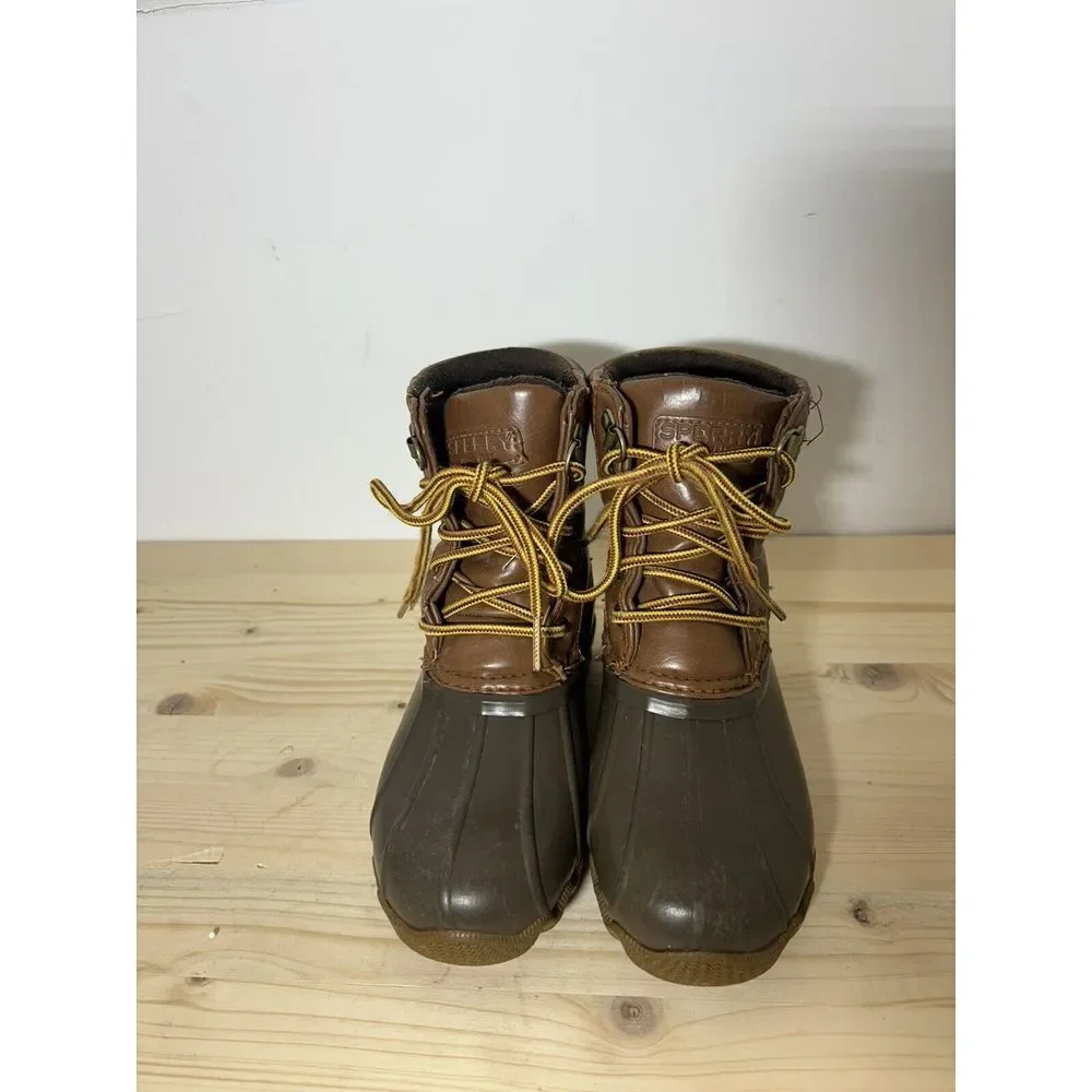 Sperry Kids Saltwater Duck Boots brown rubber winter rain snow Kids‎ Size 1 CC6